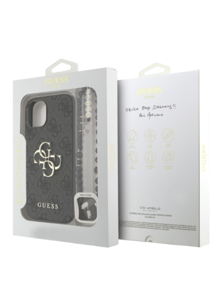 GUESS CARCASA 4G STRAP IPHONE 17e/16e NEGRO