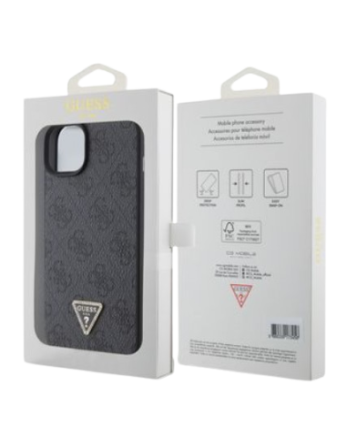GUESS CARCASA 4G TRIANGLE STRASS IPHONE 15 NEGRO