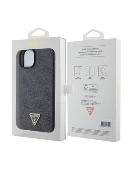 GUESS CARCASA 4G TRIANGLE STRASS IPHONE 15 NEGRO