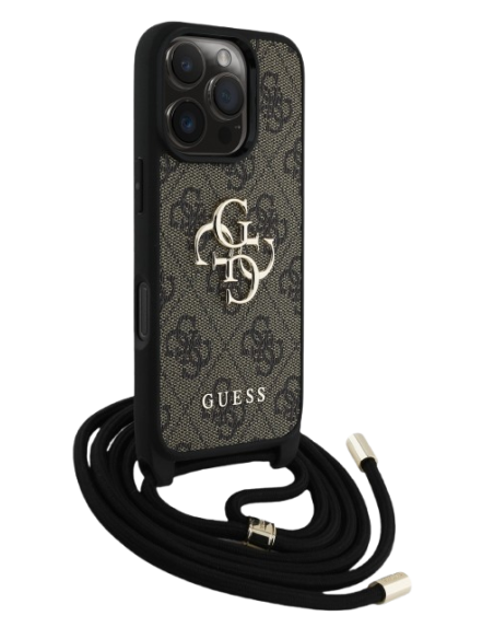 GUESS CARCASA CROSSBODY STRAP 4G IPHONE 16 PRO MARRON