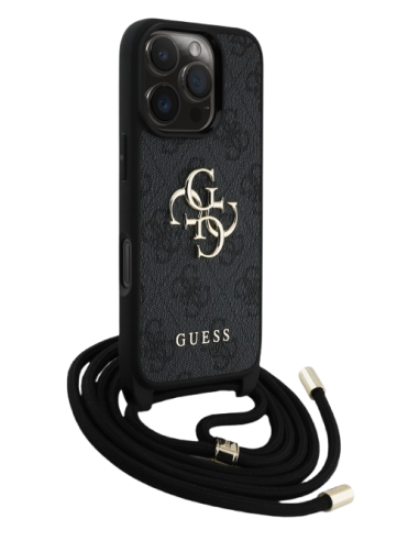 GUESS CARCASA CROSSBODY STRAP 4G IPHONE 16 PRO NEGRO