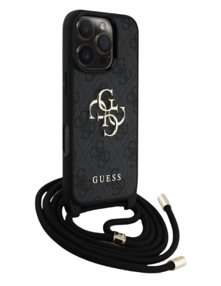 GUESS CARCASA CROSSBODY STRAP 4G IPHONE 16 PRO NEGRO