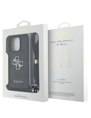 GUESS CARCASA CROSSBODY STRAP 4G IPHONE 16 PRO NEGRO