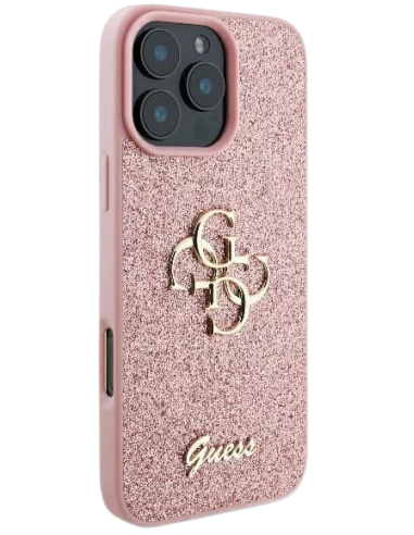 GUESS CARCASA GLITTER 4G IPHONE 16 PRO MAX ROSA