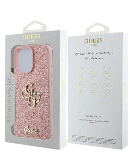 GUESS CARCASA GLITTER 4G IPHONE 16 PRO MAX ROSA