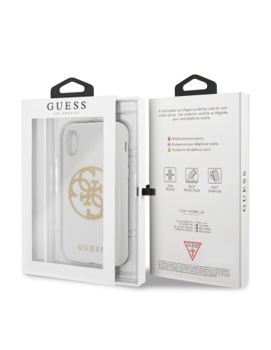 GUESS CARCASA GLITTER CIRCLE IPHONE X/XS BLANCO
