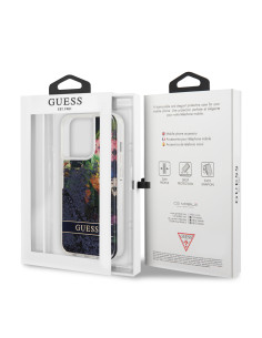 GUESS CARCASA GLITTER FLOWER IPHONE 13 PRO AZUL 2