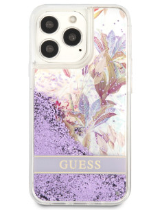 GUESS CARCASA GLITTER FLOWER IPHONE 13 PRO LILA 2
