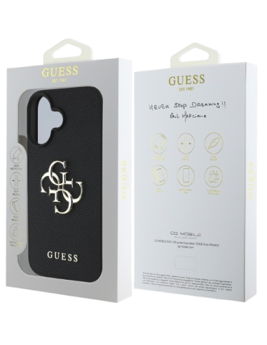 GUESS CARCASA GRAINED 4G IPHONE 16 NEGRO