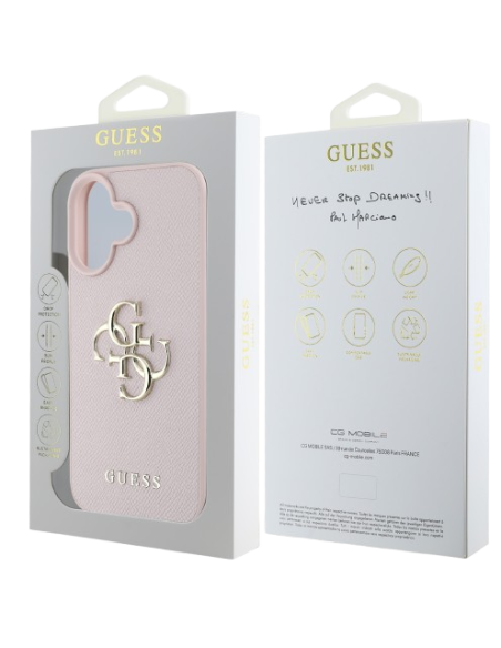 GUESS CARCASA GRAINED 4G IPHONE 16 ROSA