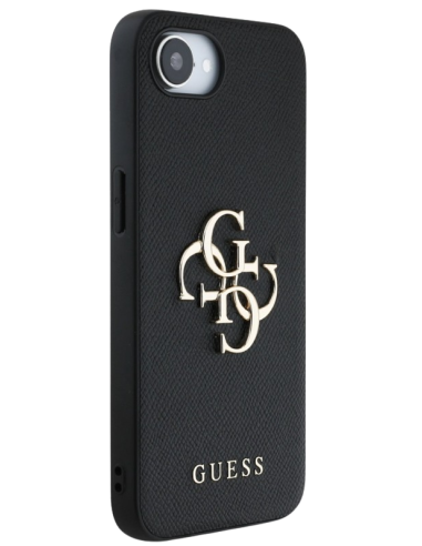 GUESS CARCASA GRAINED 4G IPHONE 17e/16e NEGRO