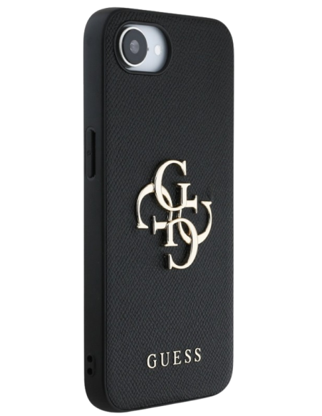 GUESS CARCASA GRAINED 4G IPHONE 17e/16e NEGRO
