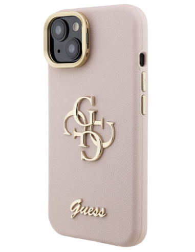 GUESS CARCASA GRAINED 4G SOPORTE CAMARA IPHONE 13 ROSA