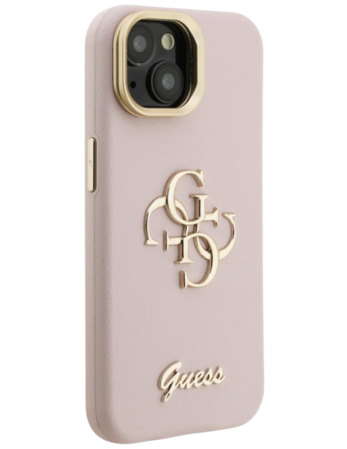 GUESS CARCASA GRAINED 4G SOPORTE CAMARA IPHONE 13 ROSA