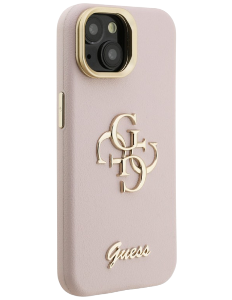 GUESS CARCASA GRAINED 4G SOPORTE CAMARA IPHONE 13 ROSA