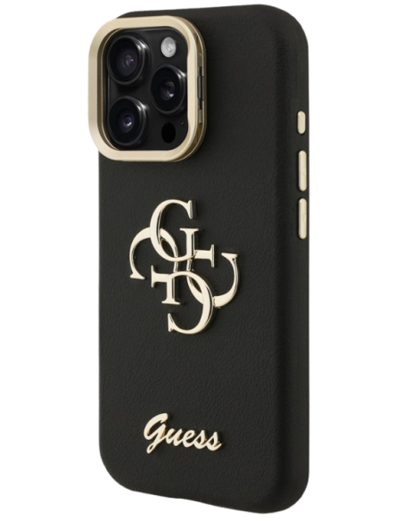 GUESS CARCASA GRAINED 4G SOPORTE CAMARA IPHONE 15 PRO MAX NEGRO