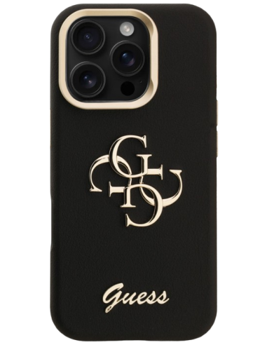 GUESS CARCASA GRAINED 4G SOPORTE CAMARA IPHONE 15 PRO MAX NEGRO
