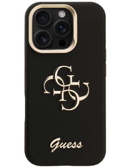 GUESS CARCASA GRAINED 4G SOPORTE CAMARA IPHONE 15 PRO MAX NEGRO