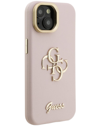 GUESS CARCASA GRAINED 4G SOPORTE CAMARA IPHONE 15 ROSA