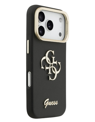 GUESS CARCASA GRAINED 4G SOPORTE CAMARA IPHONE 17 PRO MAX NEGRO