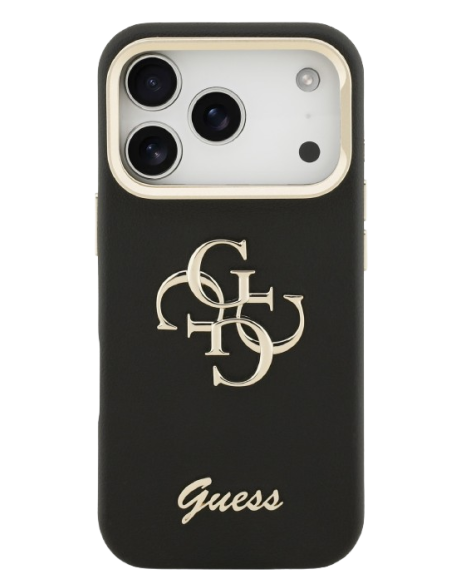GUESS CARCASA GRAINED 4G SOPORTE CAMARA IPHONE 17 PRO MAX NEGRO