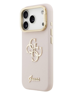 GUESS CARCASA GRAINED 4G SOPORTE CAMARA IPHONE 17 PRO MAX ROSA 2