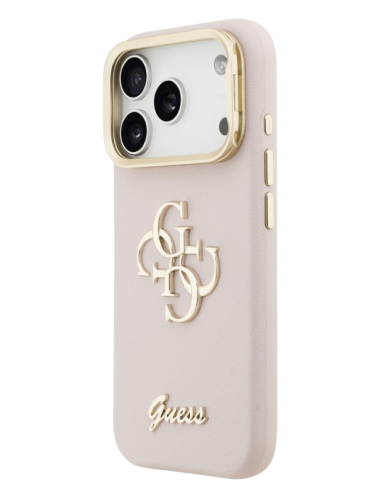 GUESS CARCASA GRAINED 4G SOPORTE CAMARA IPHONE 17 PRO MAX ROSA