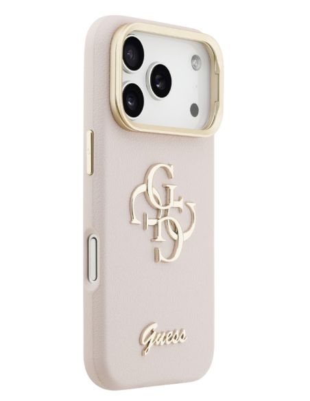 GUESS CARCASA GRAINED 4G SOPORTE CAMARA IPHONE 17 PRO MAX ROSA
