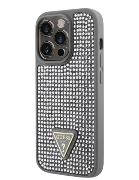 GUESS CARCASA RHINESTONE IPHONE 16 PLATA