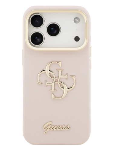 GUESS CARCASA GRAINED 4G SOPORTE CAMARA IPHONE 17 PRO MAX ROSA