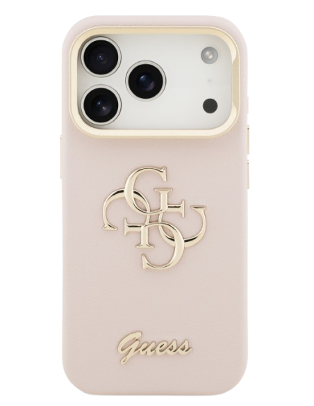 GUESS CARCASA GRAINED 4G SOPORTE CAMARA IPHONE 17 PRO MAX ROSA