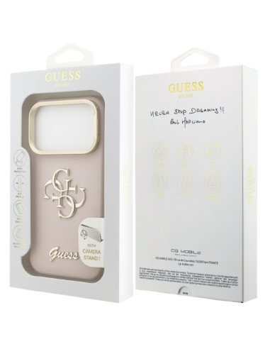 GUESS CARCASA GRAINED 4G SOPORTE CAMARA IPHONE 17 PRO MAX ROSA