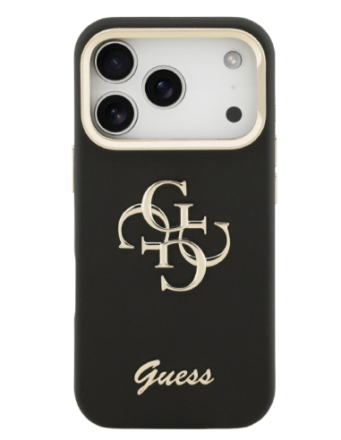 GUESS CARCASA GRAINED 4G SOPORTE CAMARA IPHONE 17 PRO NEGRO