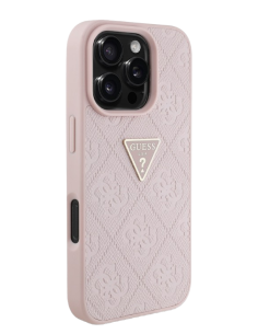 GUESS CARCASA GRAINED 4G STAMP TRIANGLE IPHONE 16 PRO ROSA 2