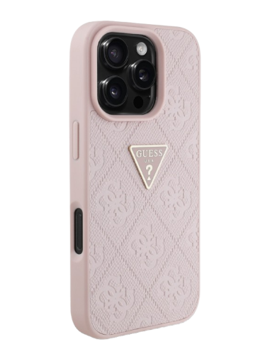 GUESS CARCASA GRAINED 4G STAMP TRIANGLE IPHONE 16 PRO ROSA