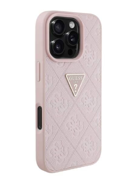 GUESS CARCASA GRAINED 4G STAMP TRIANGLE IPHONE 16 PRO ROSA
