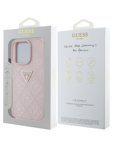 GUESS CARCASA GRAINED 4G STAMP TRIANGLE IPHONE 16 PRO ROSA