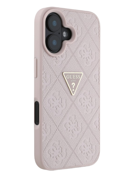 GUESS CARCASA GRAINED 4G STAMP TRIANGLE IPHONE 16 ROSA