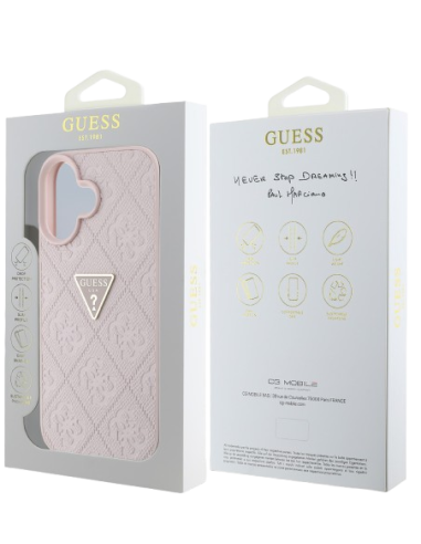 GUESS CARCASA GRAINED 4G STAMP TRIANGLE IPHONE 16 ROSA