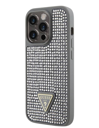 GUESS CARCASA RHINESTONE IPHONE 16 PRO PLATA