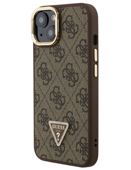 GUESS CARCASA MAGSAFE 4G TRIANGLE SOPORTE CAMARA IPHONE 15 MARRON