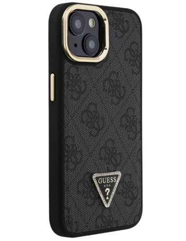 GUESS CARCASA MAGSAFE 4G TRIANGLE SOPORTE CAMARA IPHONE 15 NEGRO
