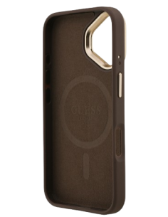 GUESS CARCASA MAGSAFE 4G TRIANGLE SOPORTE CAMARA IPHONE 16 MARRON 2