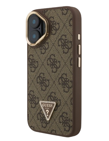 GUESS CARCASA MAGSAFE 4G TRIANGLE SOPORTE CAMARA IPHONE 16 MARRON