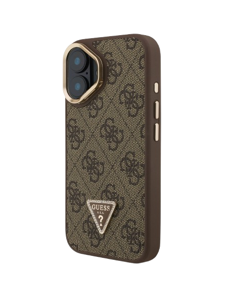 GUESS CARCASA MAGSAFE 4G TRIANGLE SOPORTE CAMARA IPHONE 16 MARRON