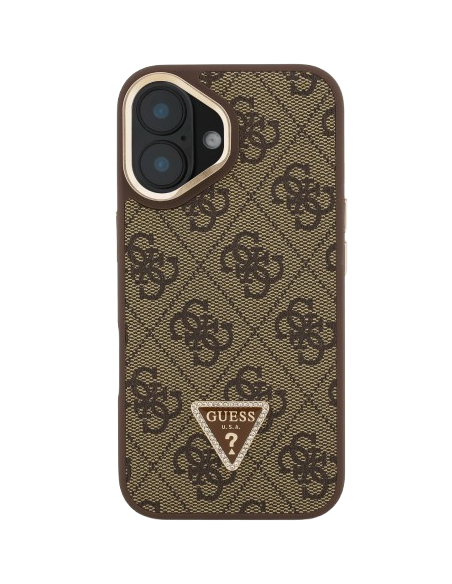 GUESS CARCASA MAGSAFE 4G TRIANGLE SOPORTE CAMARA IPHONE 16 MARRON