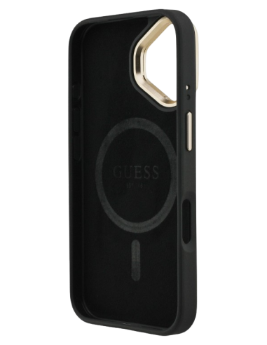 GUESS CARCASA MAGSAFE 4G TRIANGLE SOPORTE CAMARA IPHONE 16 NEGRO