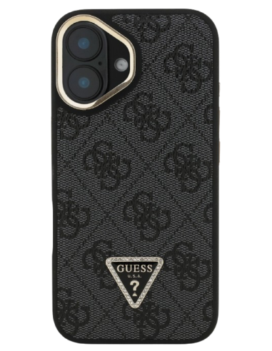 GUESS CARCASA MAGSAFE 4G TRIANGLE SOPORTE CAMARA IPHONE 16 NEGRO