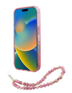GUESS CARCASA MAGSAFE GLITTER PEARL STRAP IPHONE 16 PRO ROSA 2