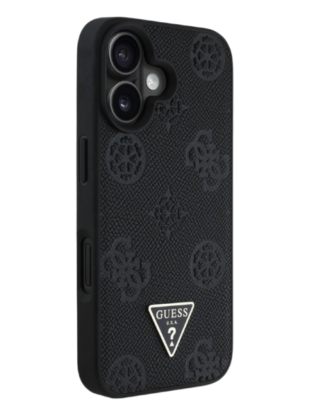 GUESS CARCASA MAGSAFE GRAINED PEONY TRIANGLE IPHONE 16 NEGRO